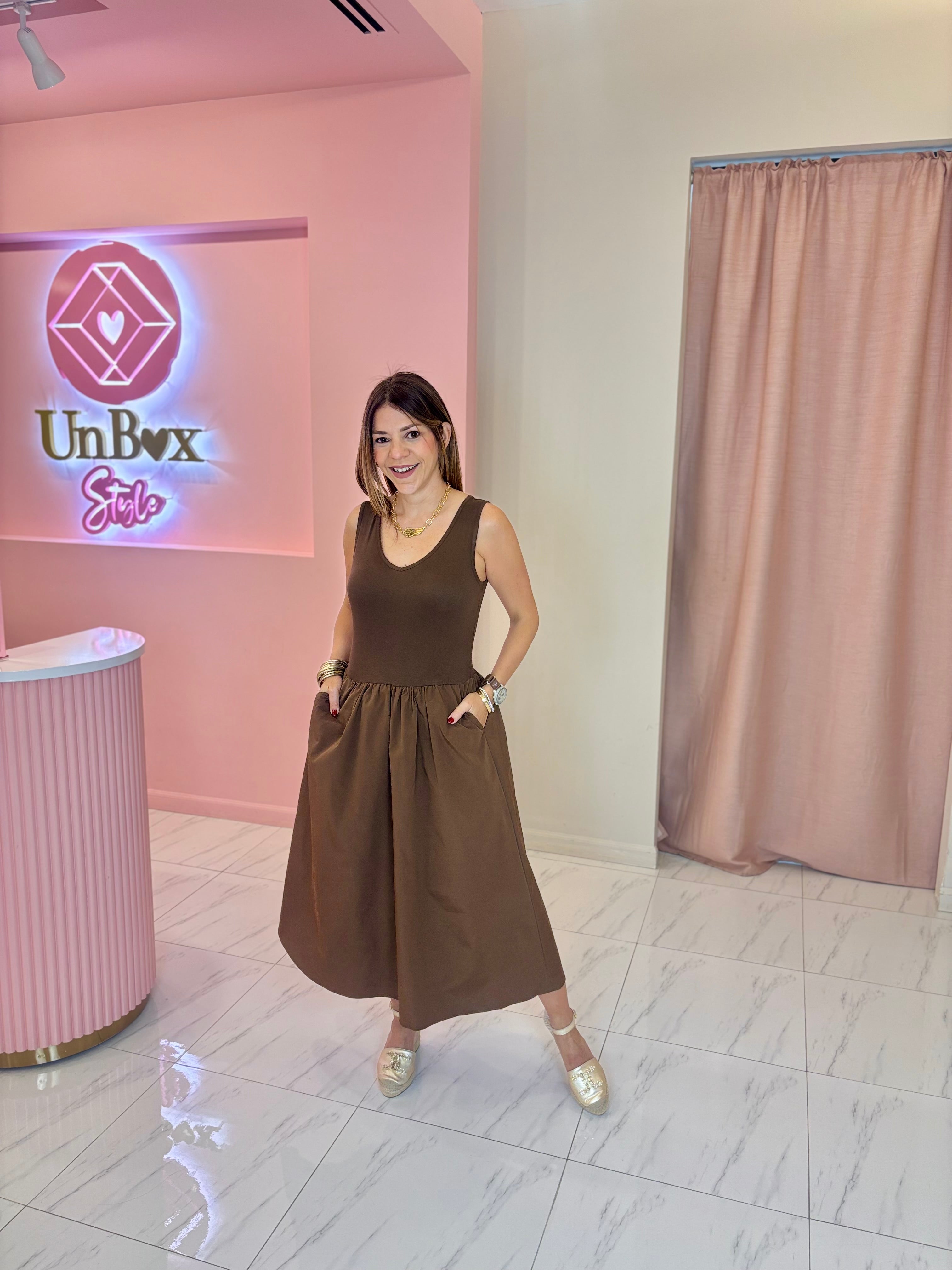 Martina V Neck Dress-🤎🍫