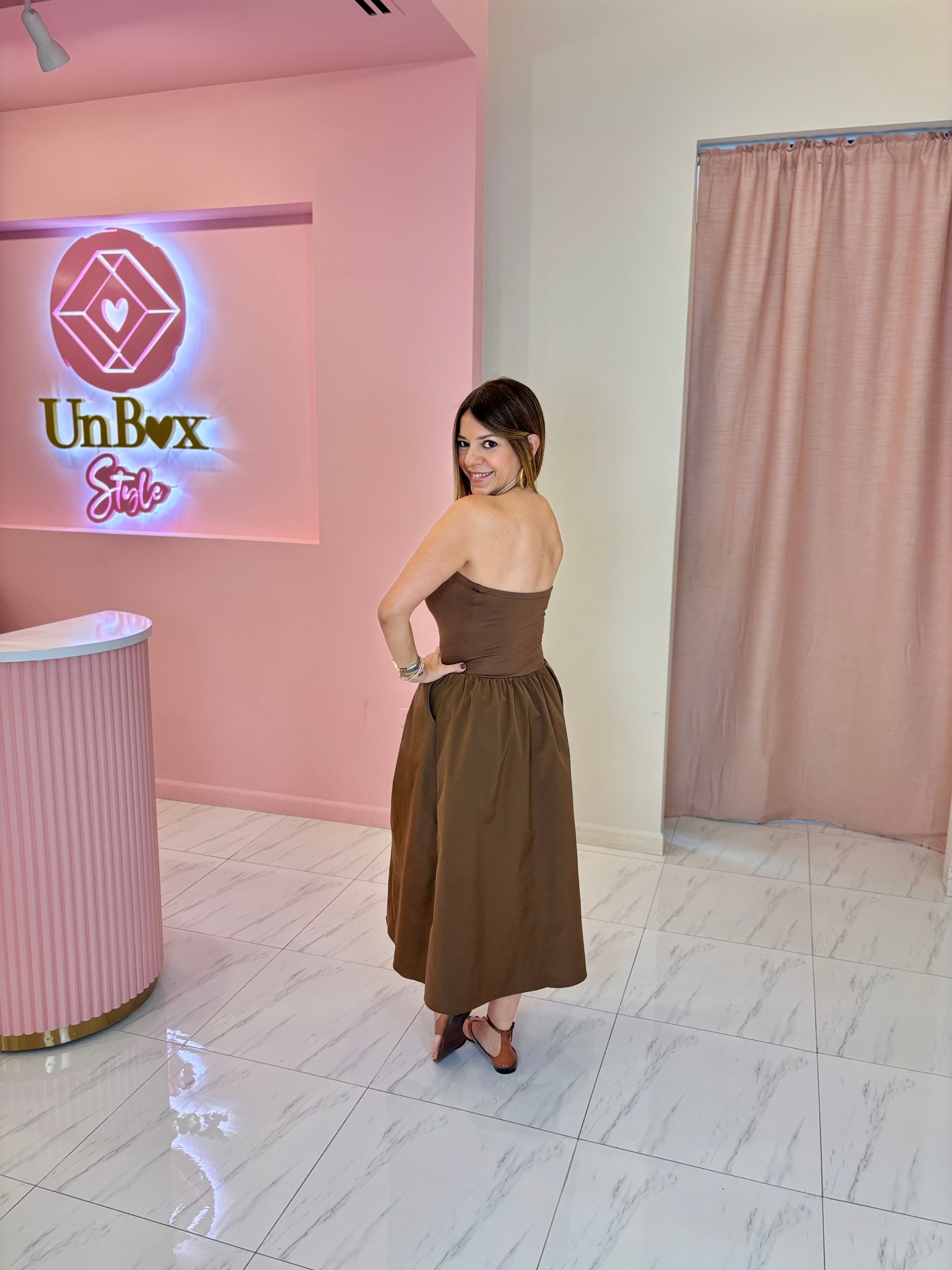 Dinorah Tube Dress-Brown🤎