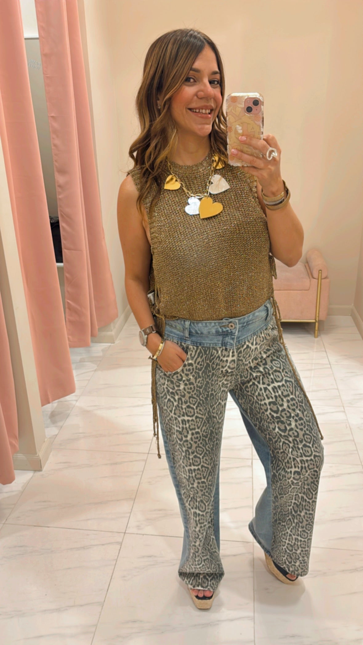 Front Leopard Jean