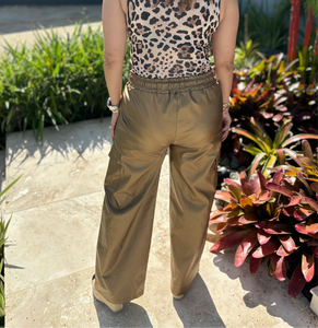 Metallic PU Cargo Pants