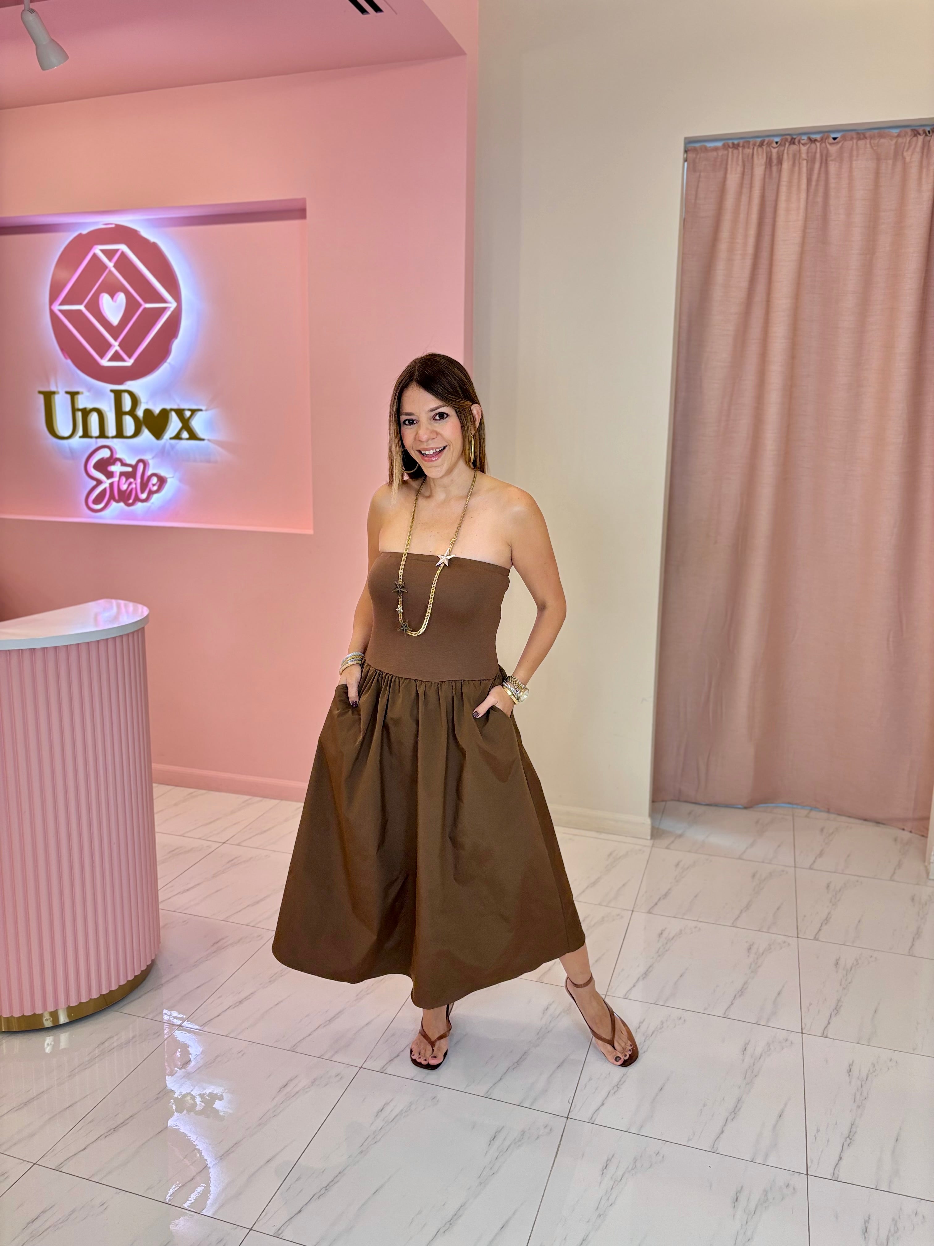 Dinorah Tube Dress-Brown🤎