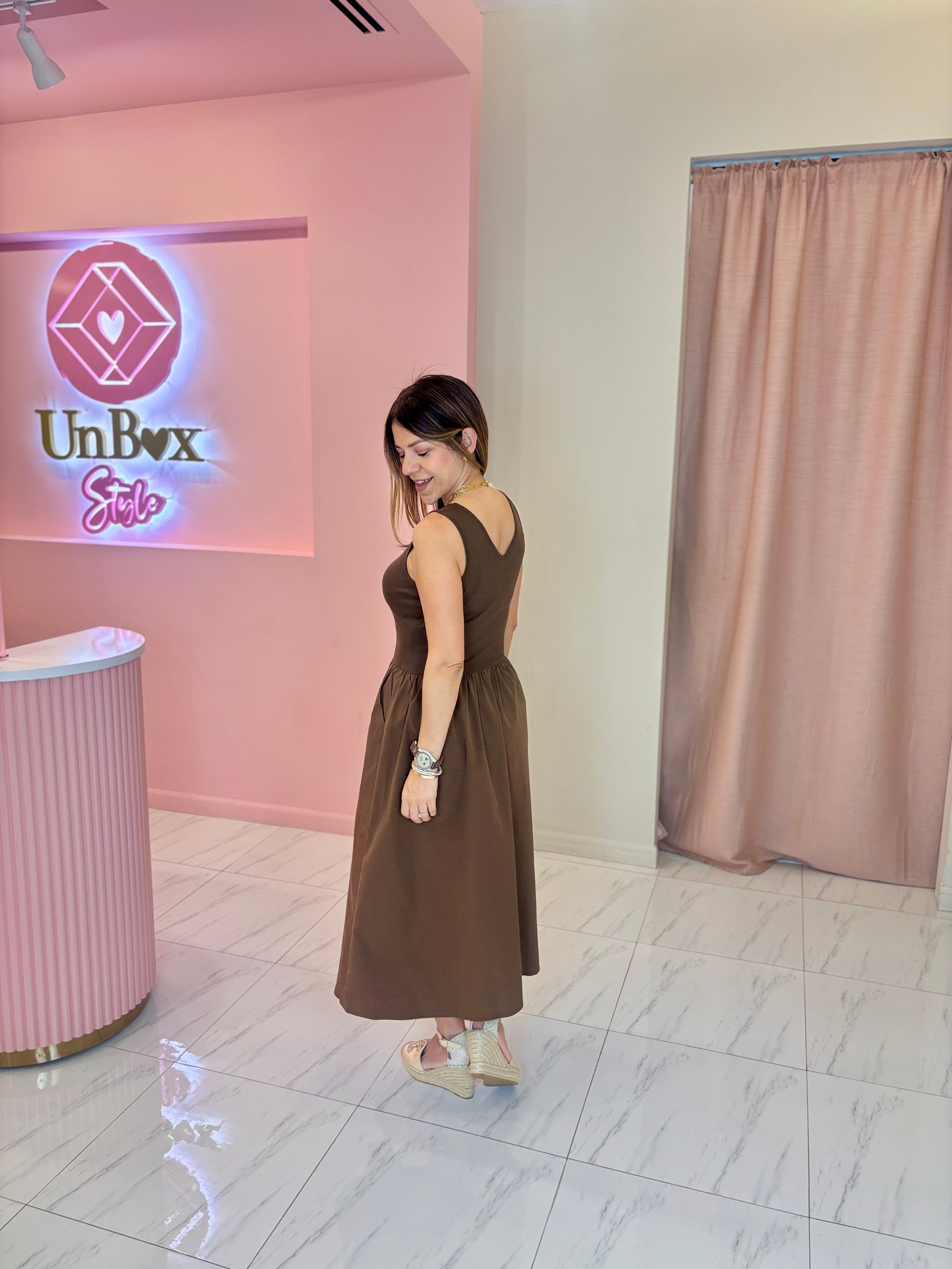 Martina V Neck Dress-🤎🍫