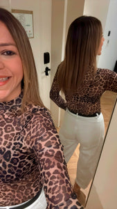 Leopard Mesh Top