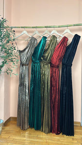 Metallic Pleated Dress