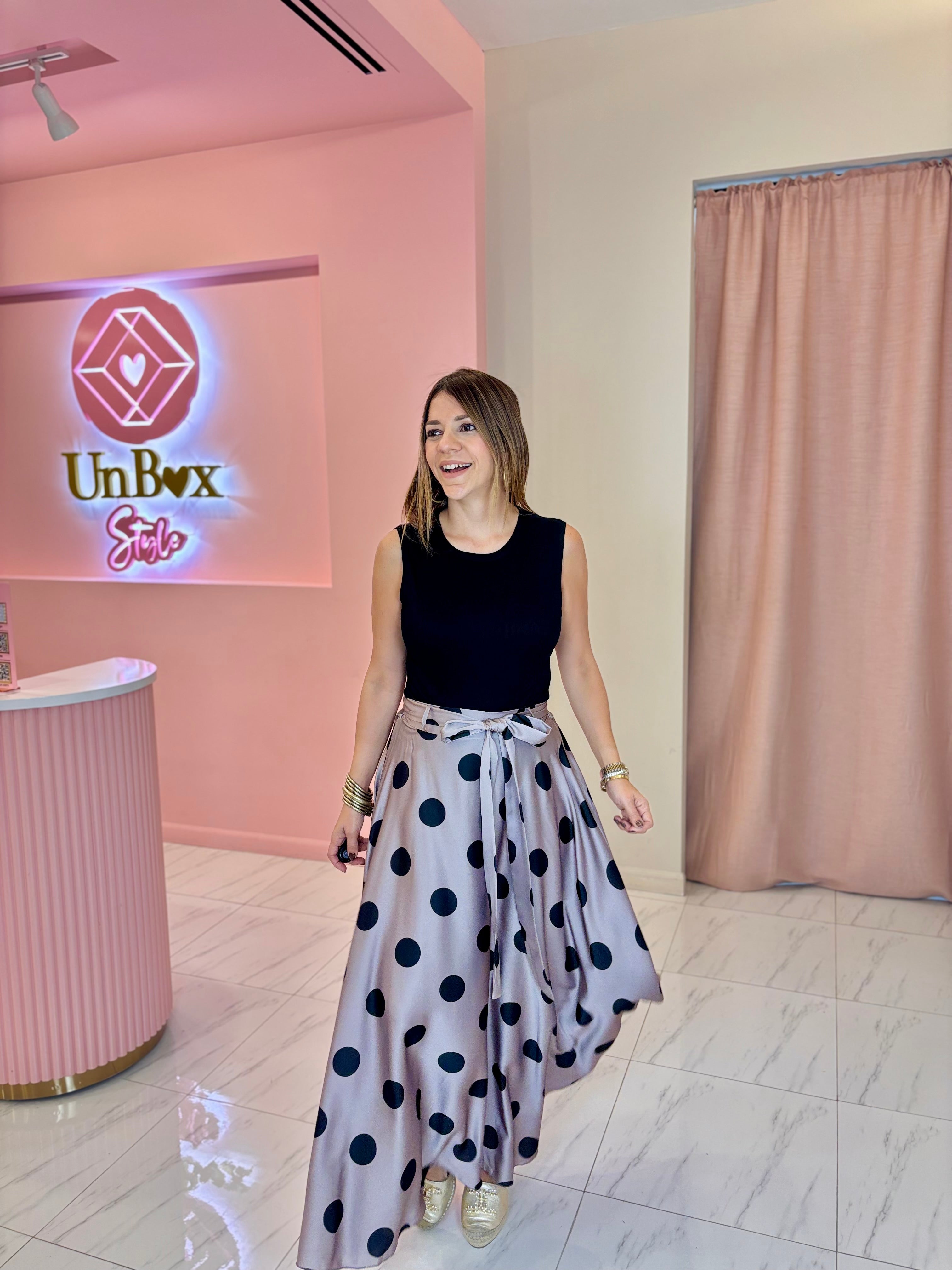 Mikaela Polka Skirt🇮🇹🩶🖤