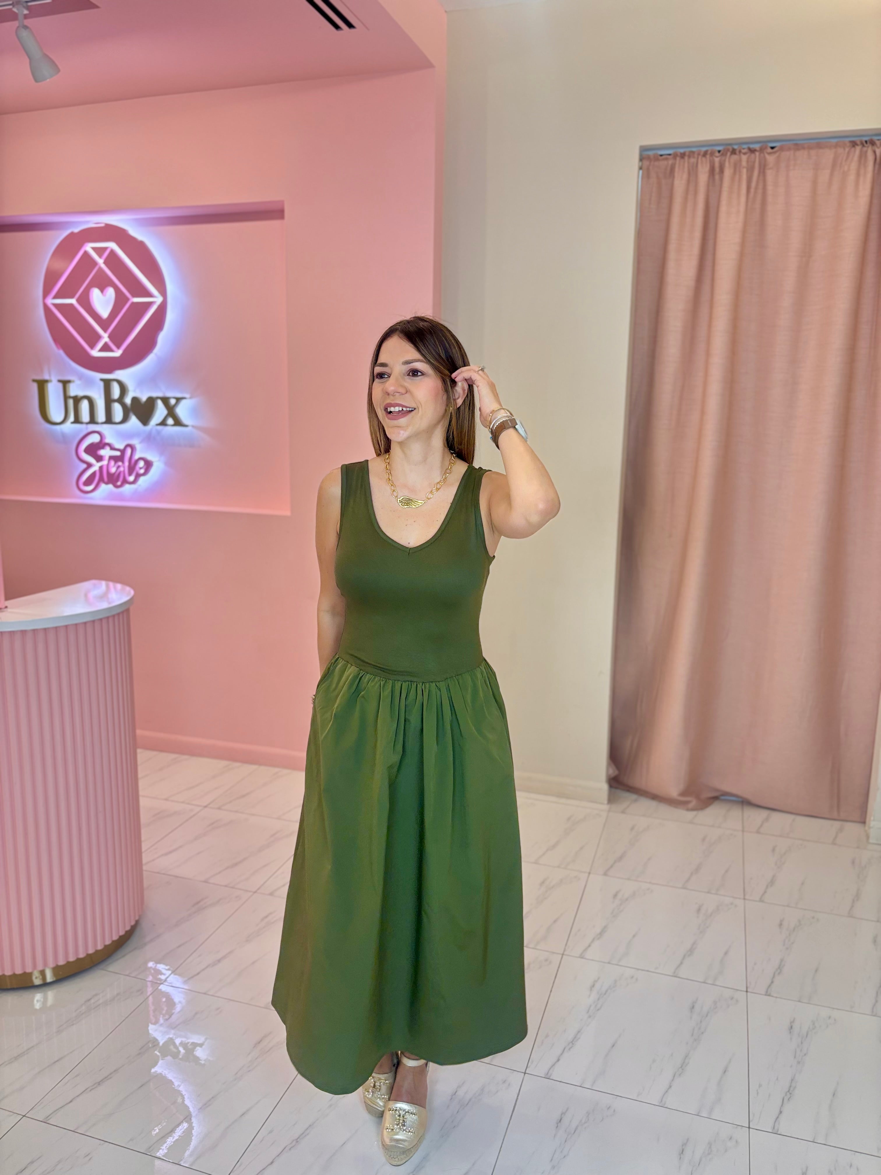 Martina V Neck Dress-🫒